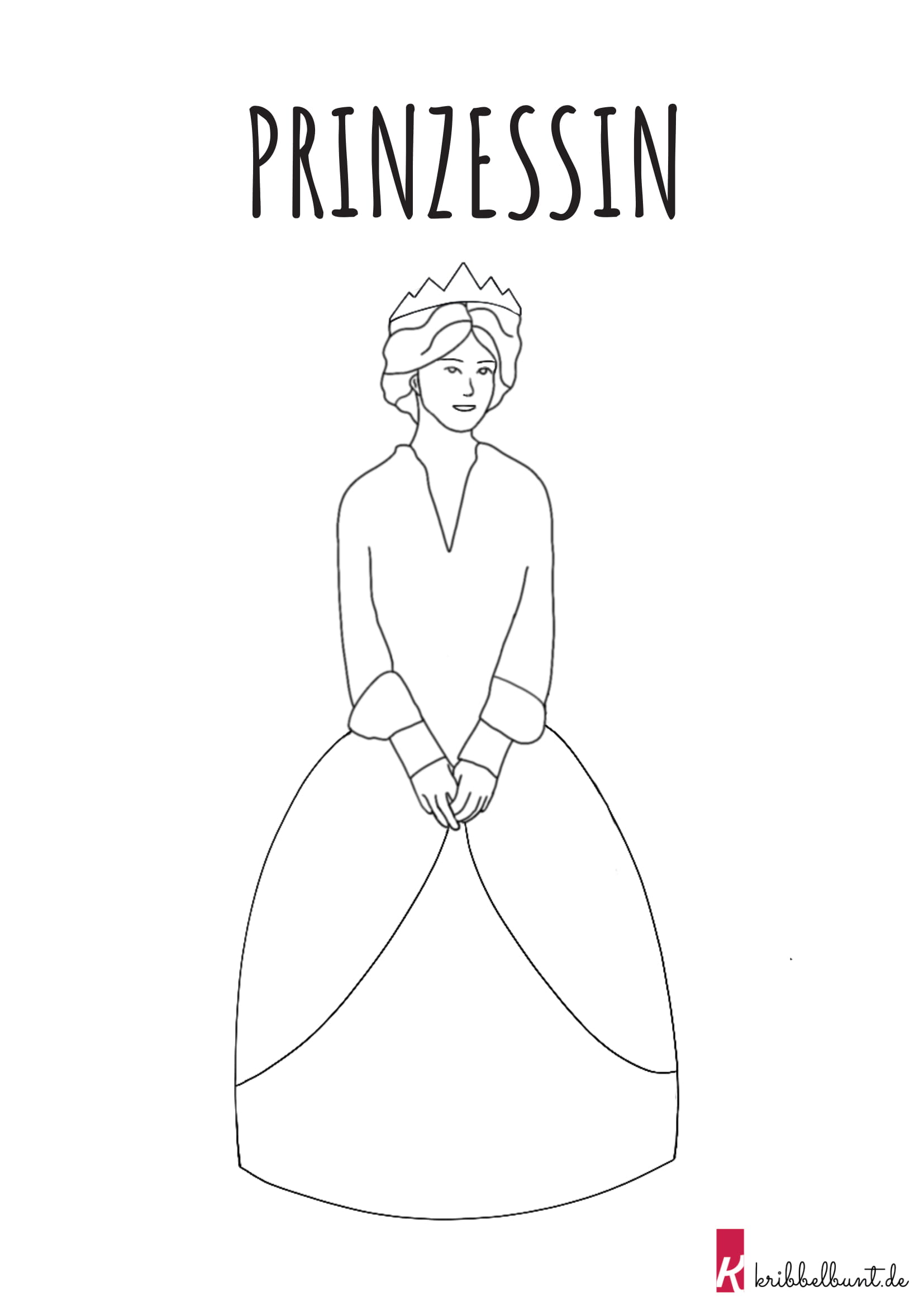 Ausmalbilder Prinzessin - Zum Ausdrucken | kribbelbunte Ausmalbilder