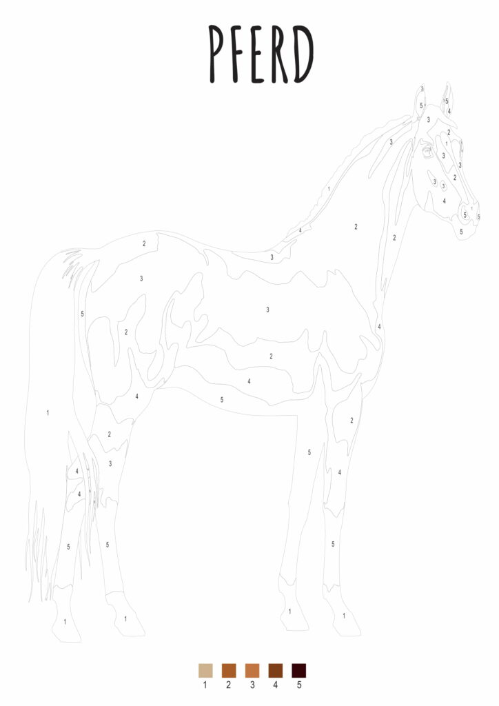 Ausmalbild Pferde - Malen nach Zahlen | kribbelbunte Ausmalbilder