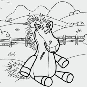 Ausmalbild Pferd auf der Weide